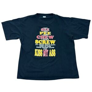 Vintage 90s Golden Years Kiss My Ass Funny Joke Humour Old Gift Quote T-shirt